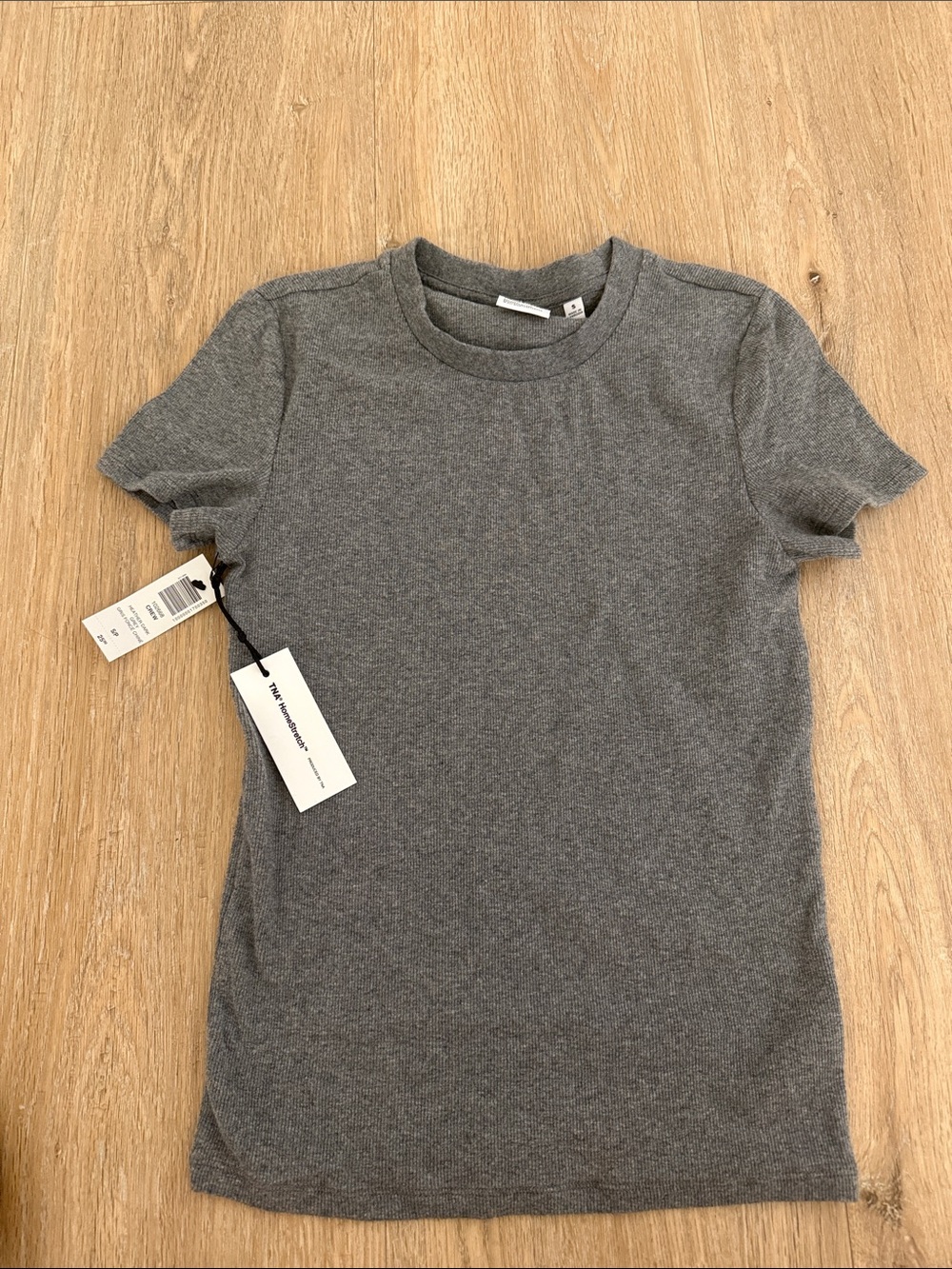NWT TNA HomeStretch Gray Crewneck Ribbed Tee S/P